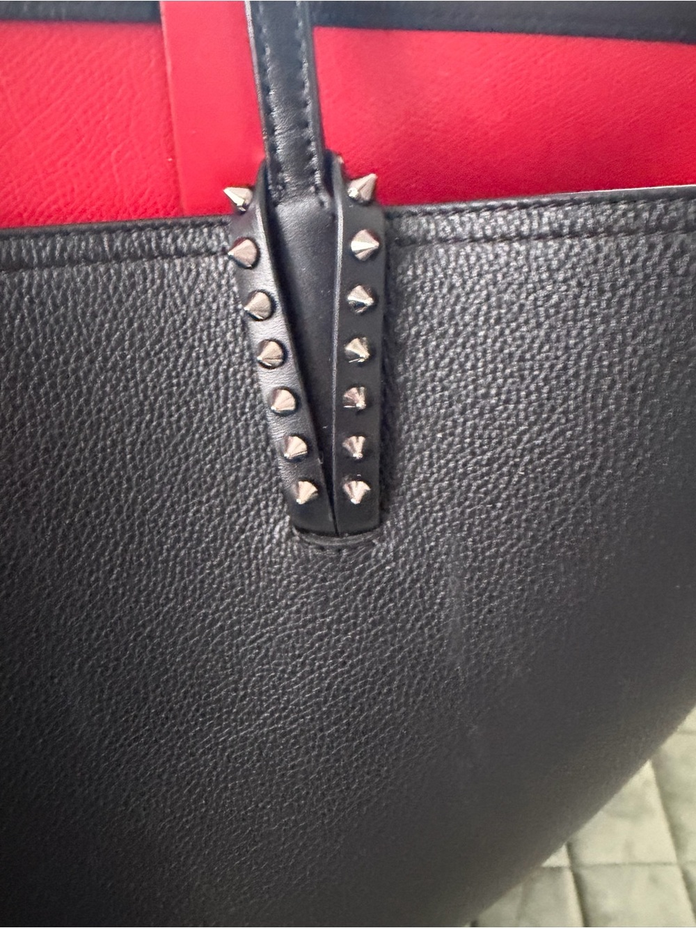 Black and Red Christian Louboutin Studded Tote Bag - Picture 9 of 9